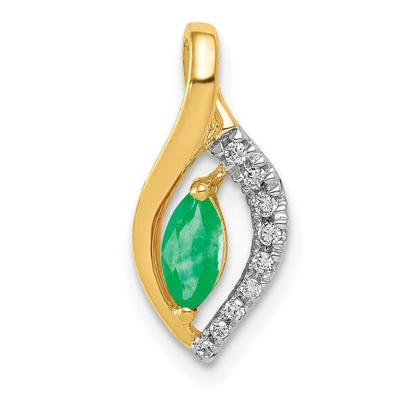 Kazi Luxury 14k Yellow Gold Diamond and Marquise Emerald Pendant,New Products : American Fashion Style Bags On Sale